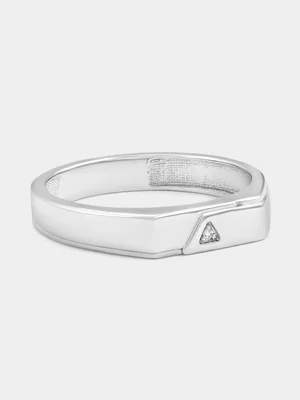 Sterling Silver Earth Grown Diamond Triangle Ring 