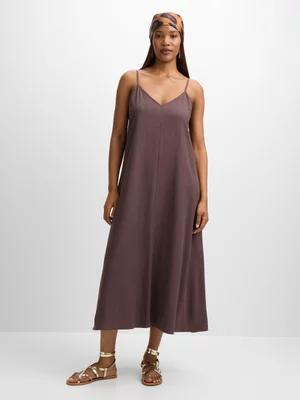 Exact Women's Brown Linen Blend Dress