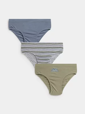 Exact Boy's Blue & Fatigue Striped 3-Pack Briefs
