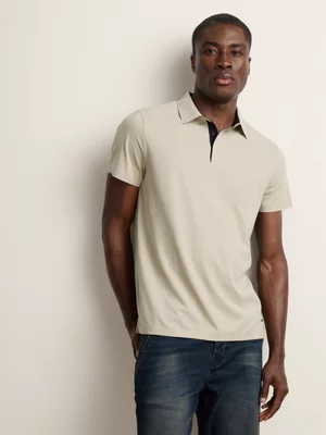 Fabiani Men's Natural Beige Bonded Polo Shirt