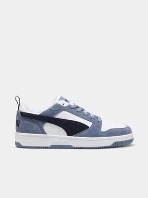 Puma Mens Rebound V6 Blue/White Low Sneakers