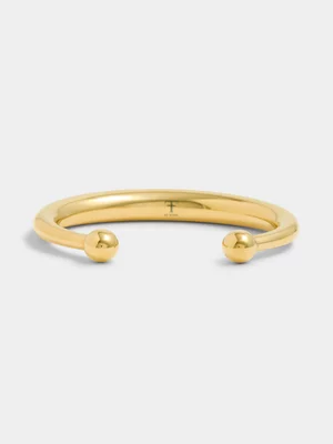 Tempo Jewellery Gold Plated Stainless Steel Ball Cuff Bangle    