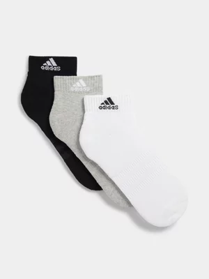 adidas ankle 3PK Black/White/Grey Socks 