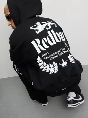 Redbat Athletics Men's Black Oversized Crest Hoodie
