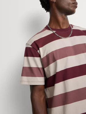 Markham Men’s Relaxed Fit Stripe Burgundy T-Shirt