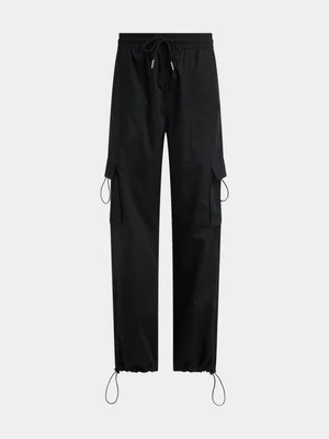 Jet Teen Girls Black Shock Cord Pocket Cargo Pants