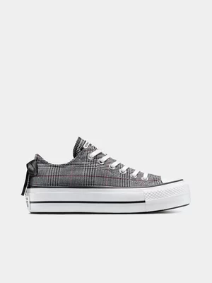 Converse Women's CTAS Lift Platform Plaid Black/White Sneaker