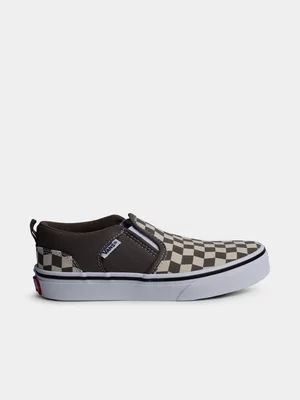 Kids Vans Asher Checkerboard Olive/White Sneaker