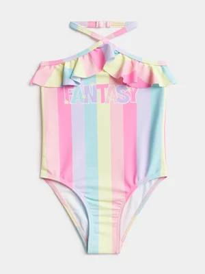 Jet Younger Girls Multicolour Stripe Swimsuit