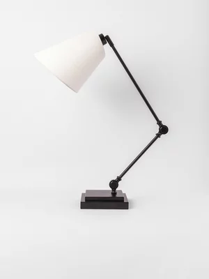 Classic Fabric & Metal Desk Lamp Black 55.5cm