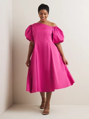 Women's Iconography Asymmetric Neck Fit & Flare Dress