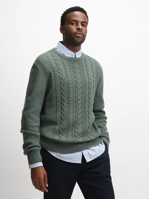 Exact Men's Green Cable Knit Jersey 