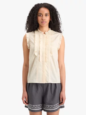 Women's Scotch & Soda Cream Sleeveless Ruffle Shirt