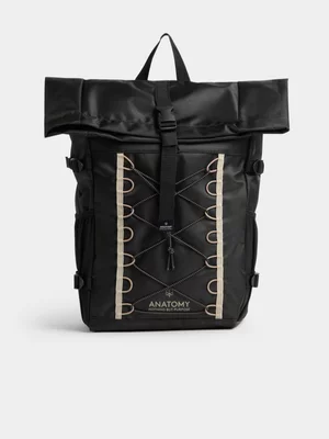 Anatomy Unisex Large Fold Over Black Backpack