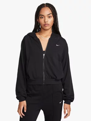 Nike Women's NSW Chill Terry Loose Full-Zip French Terry Black Hoodie