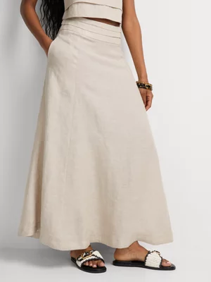 Luella Co-Ord Linen A-Line Volume Maxi Skirt