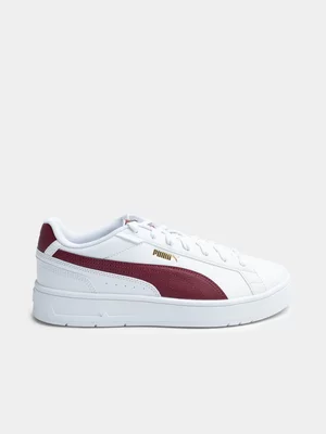 Mens Puma Court Classico White/Burgundy Sneaker