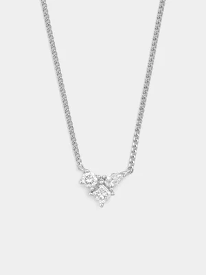 Sterling Silver Lab Grown Diamond Fancy Cuts Pendant 