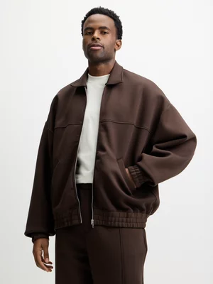 Jet Men's Chocolate Scuba Bomber Zip Jacket