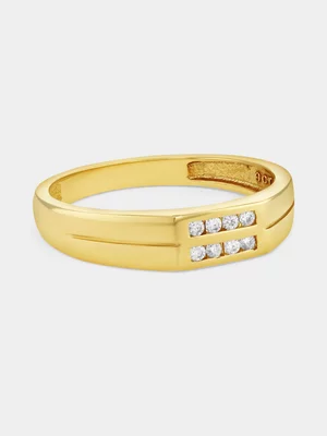 Yellow Gold Lab Grown Diamond Rectangle Double Channel Ring 