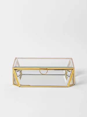Box Glass & Metal Facetted 20 x 12 x 6cm