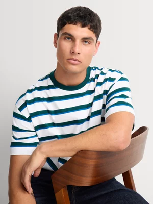 Markham Men's Relaxed Fit Assort Stripe Blue T-Shirt