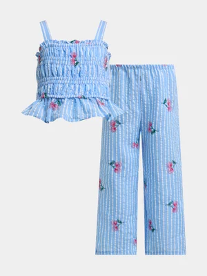 Exact Younger Girl's Blue Striped Cami & Pants Set 