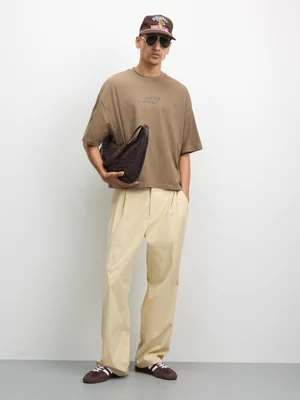The FIX Men's Brown FS Boxy Crop Top