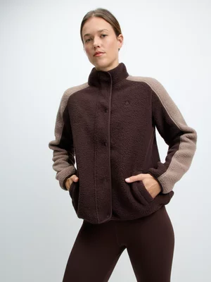 TS Womens Colourblock Brown/Taupe Sherpa Sweat Top