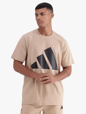 adidas Mens Essential Big Logo Warm Sandstone Tee