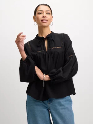 Jet Women's Black Lace Detail Blouse