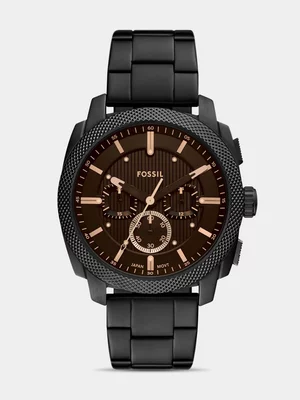 Fossil Machine Black Plated Stainless Steel Chronograph Bracelet Watch