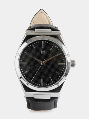 Markham Men's Leather Silver Watch