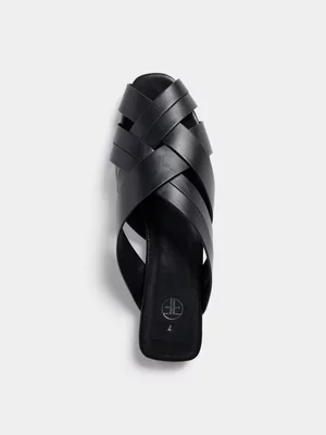 Woven Pointy Slip In Mules