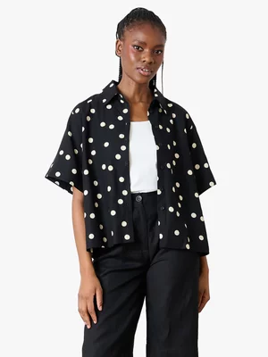 Women's Me&B Black Spots Tencel Twill Boxy Shirt