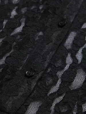 Women's Black Lace Frill Dress With Contrast Collar Dress 