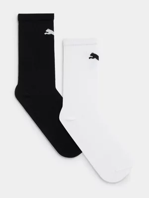 Puma 2 pack Mid Calf White/Black Socks 