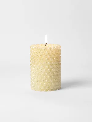 Bubbled Glitter Pillar Candle 10 x 7cm