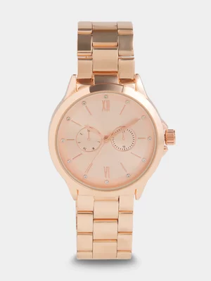 Exact Women's Rose Gold Metal Link Watch