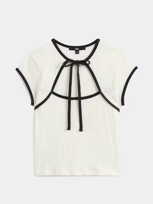 Vans Women's Kari Tie Neck Classic White Top 