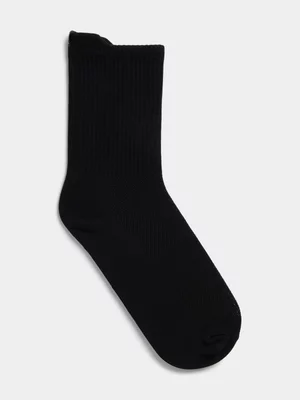 TS Crew Run Solid Black Socks