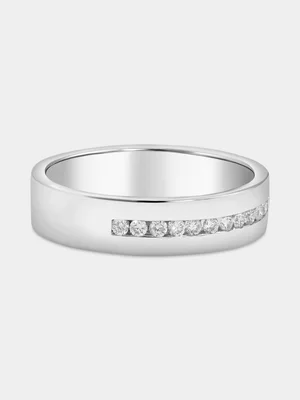 Sterling Silver Lab Grown Diamond Horizontal Channel Ring 