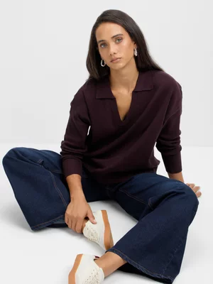 Jet Women’s Burgundy Polo Pullover