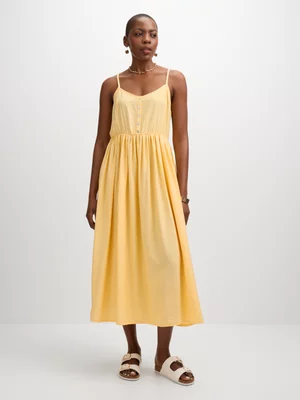 Jet Women's Yellow Strappy Elasticated Maxi Dress