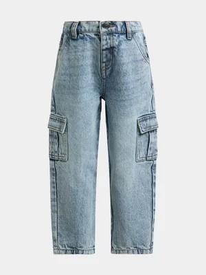 Exact Younger Boy's Light Wash Straight Leg Utility Jeans 
