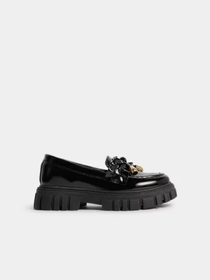 Exact Younger Girl's Black Chunky Loafers