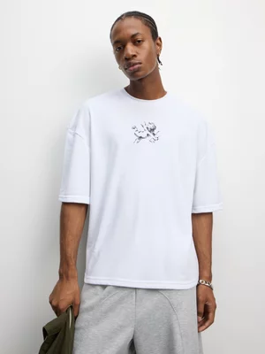 The FIX Men's White Cupid Back Print Graphic Top