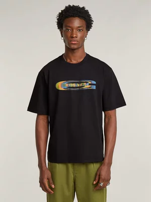 G-Star Men's Color Shift Old Skool Logo Boxy Black T-Shirt