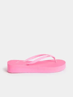 Puma Womens First Flip Stacked Pink Sandals 