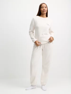 Jet Women's Cream Plush Coral Fleece Pj Set